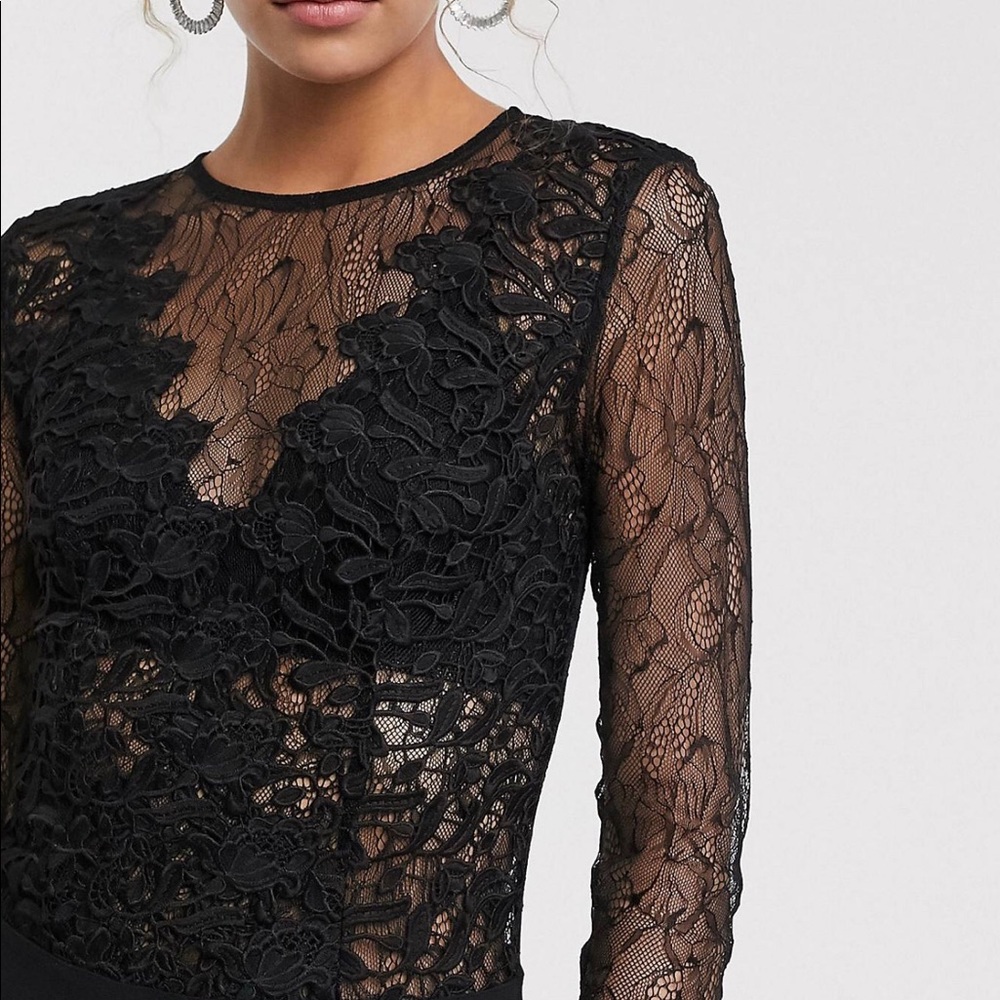 ASOS Abbey Clancy for Lipsy Lace sheer front body